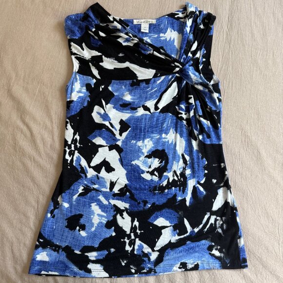 Kenneth Cole New York Tops - NWT Kenneth Cole Blue White Knotted Twist Sleeveless Top Size M